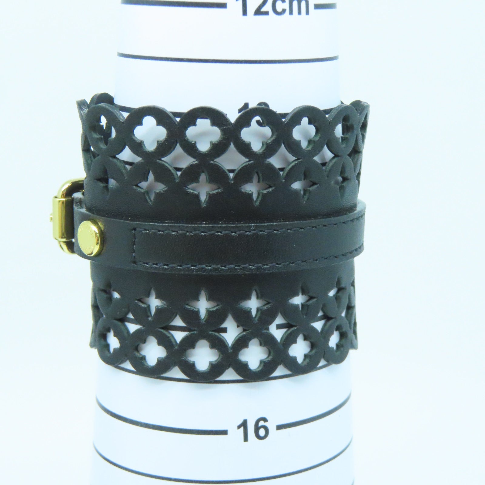 LOUIS VUITTON 牛皮皮革Bracelet金扣手链黑色#17