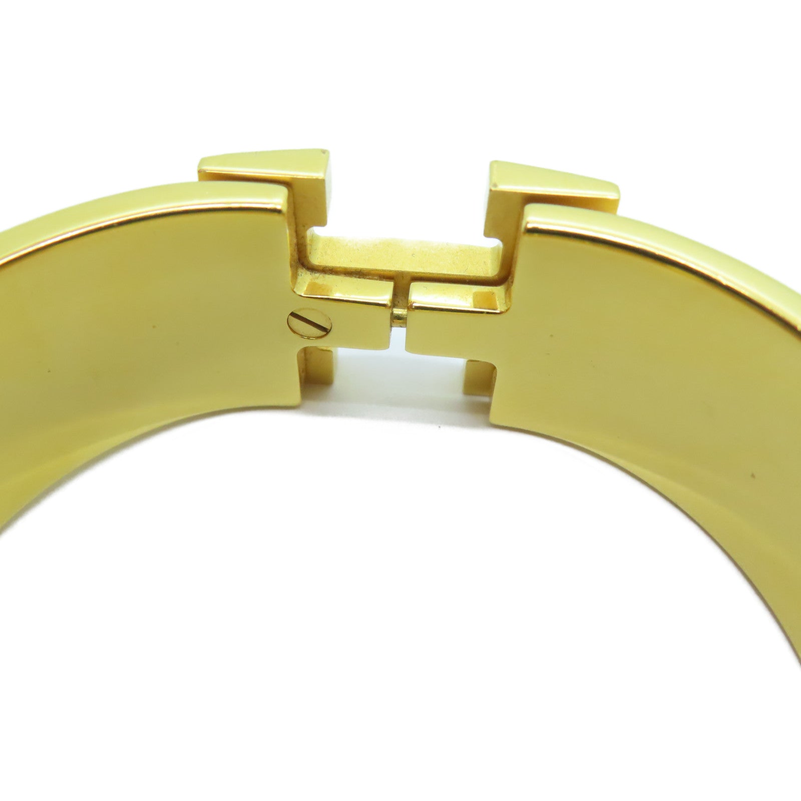 HERMES Metal Clic-Clac H Bracelet Gold Buckle Grip Pink