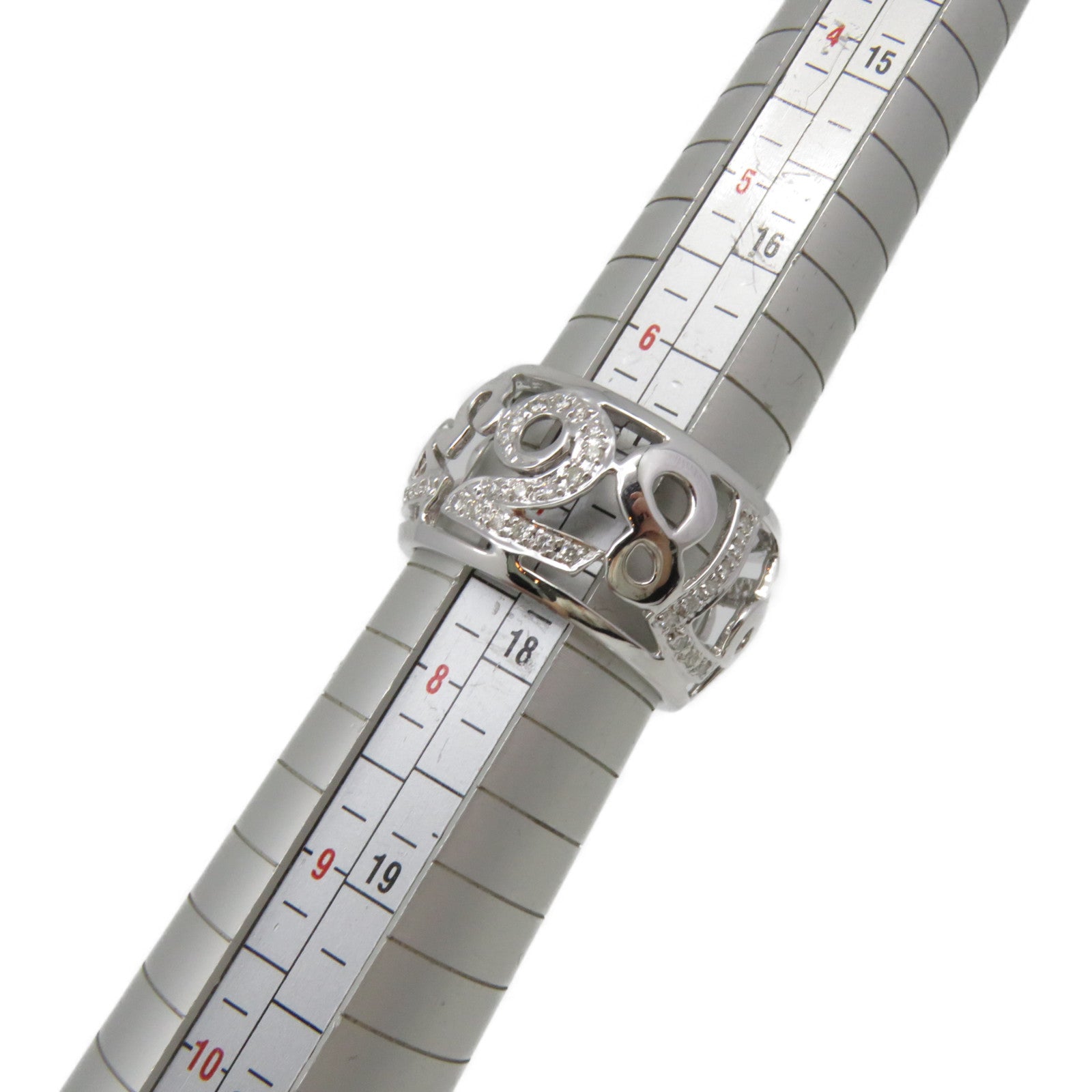 FRANCK MULLER 18K White Gold/Diamond Crazy Hours Diamond Ring Ring US#7