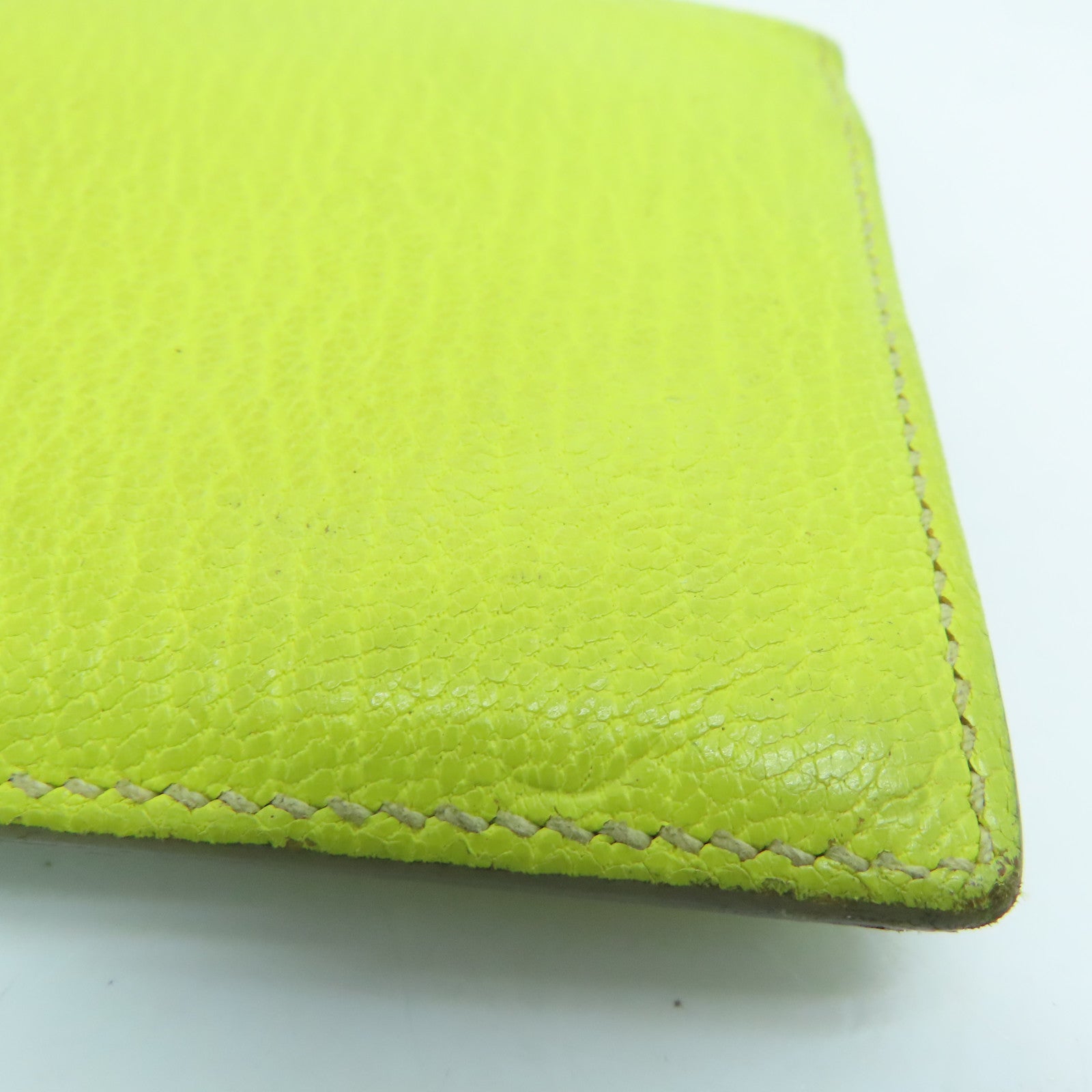 HERMES Chevre皮革H Dot Evelyne Wallet长钱包Lime黄色