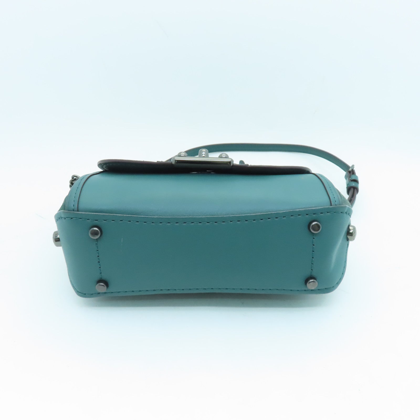 COACH Snakeskin/Cowhide Leather Shoulder Bag Green