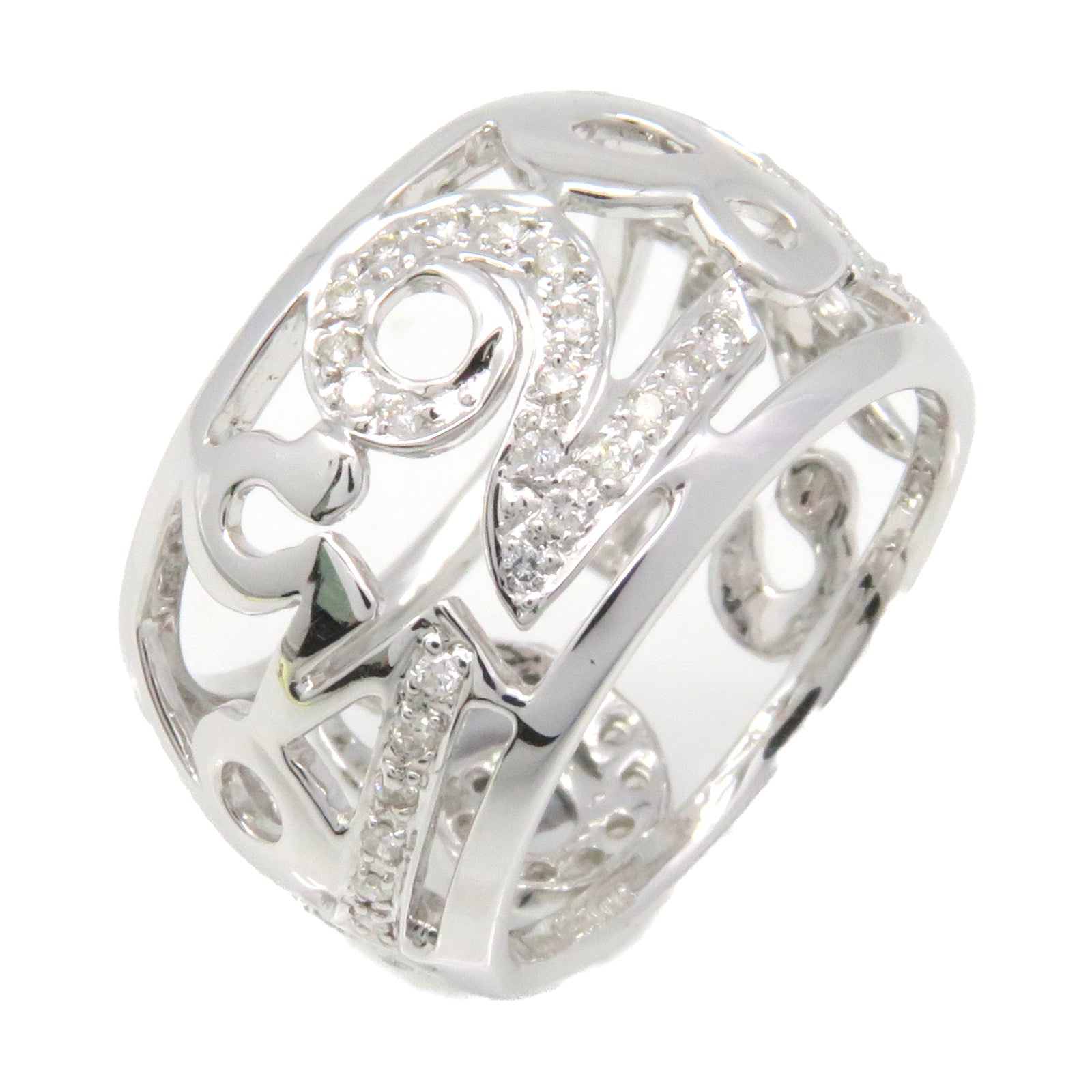 FRANCK MULLER 18K White Gold/Diamond Crazy Hours Diamond Ring Ring US#7