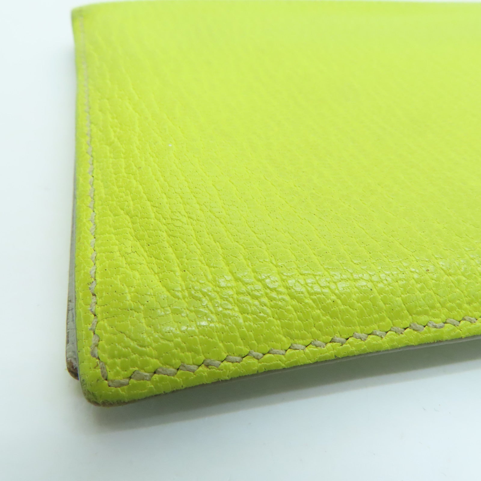 HERMES Chevre皮革H Dot Evelyne Wallet长钱包Lime黄色