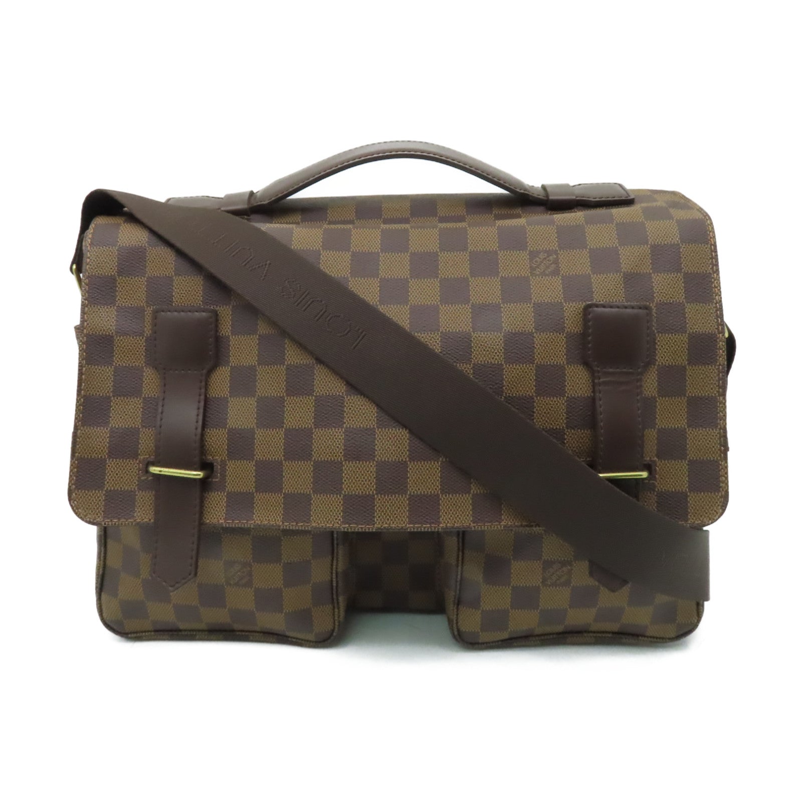 LOUIS VUITTON Damier Broadway金扣肩背袋棕色