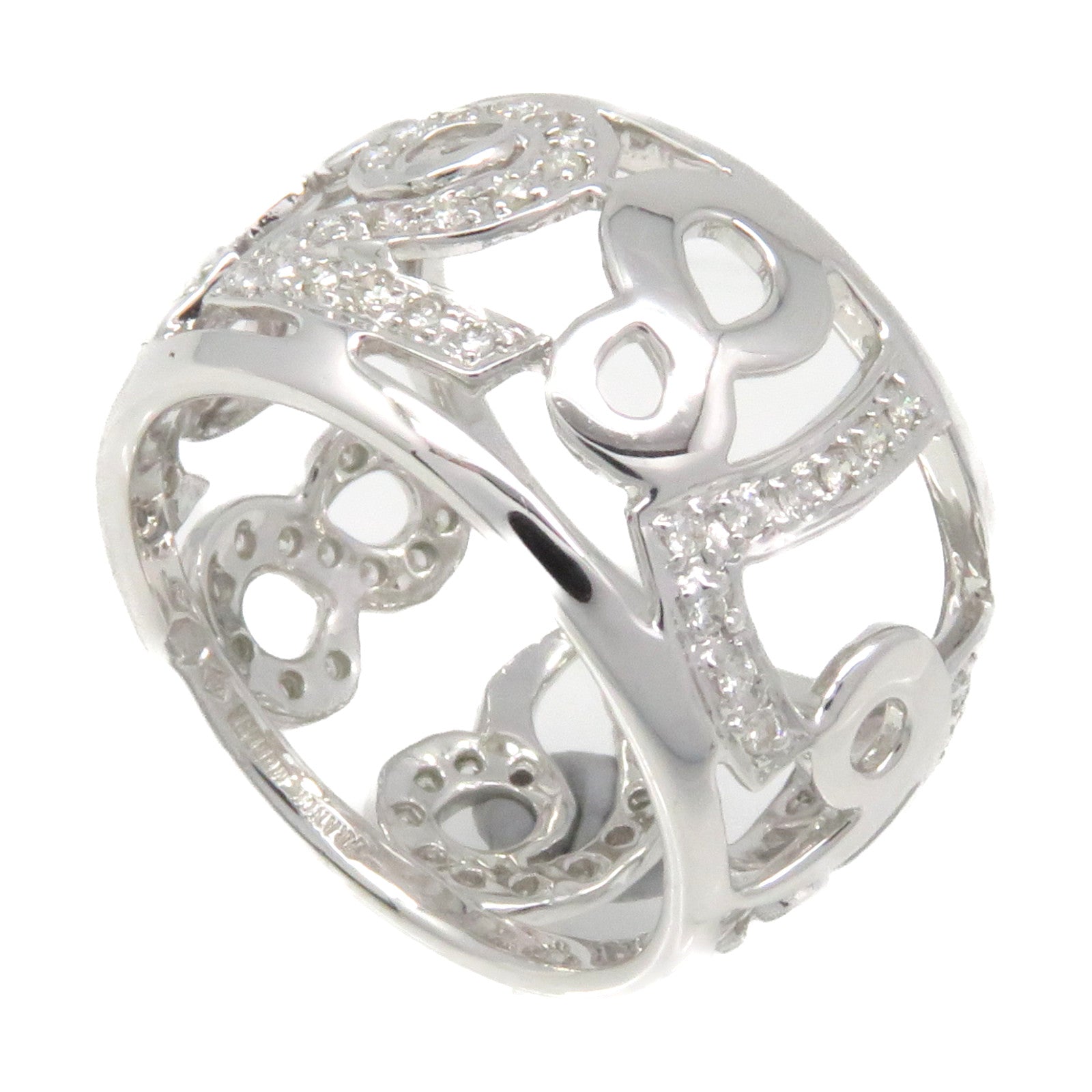 FRANCK MULLER 18K White Gold/Diamond Crazy Hours Diamond Ring Ring US#7