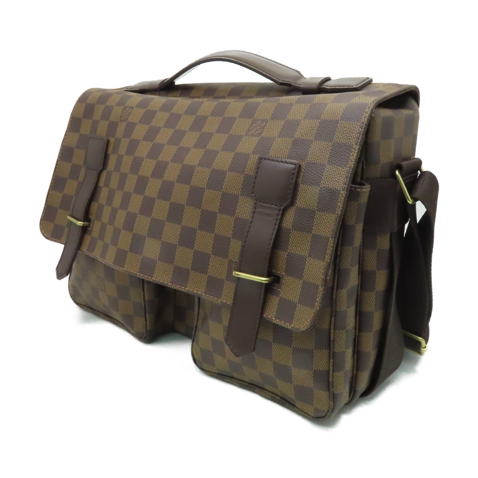 LOUIS VUITTON Damier Broadway金扣肩背袋棕色