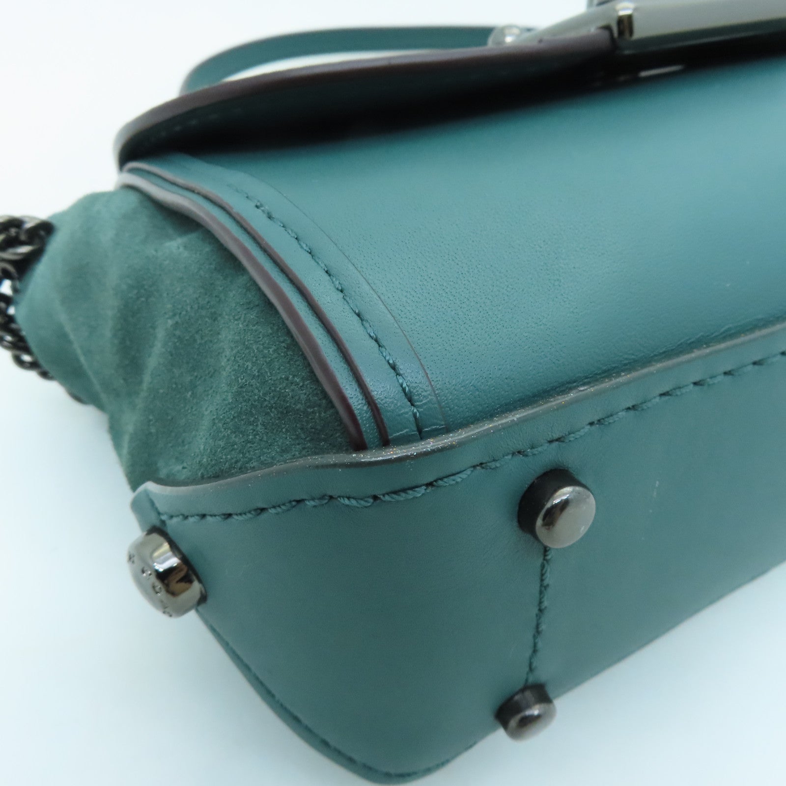 COACH Snakeskin/Cowhide Leather Shoulder Bag Green