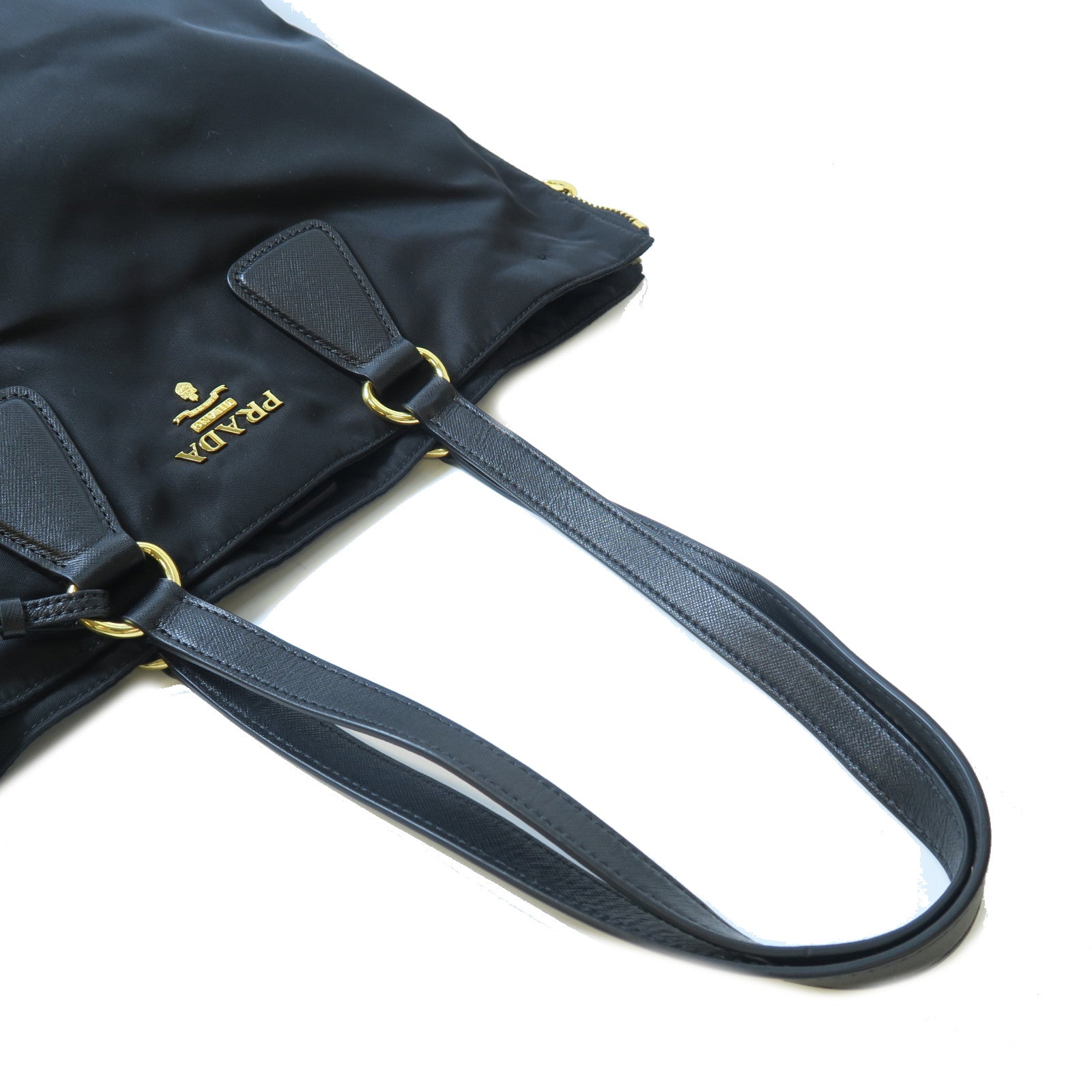 PRADA 尼龍Tote Bag金扣手挽肩背兩用袋黑色