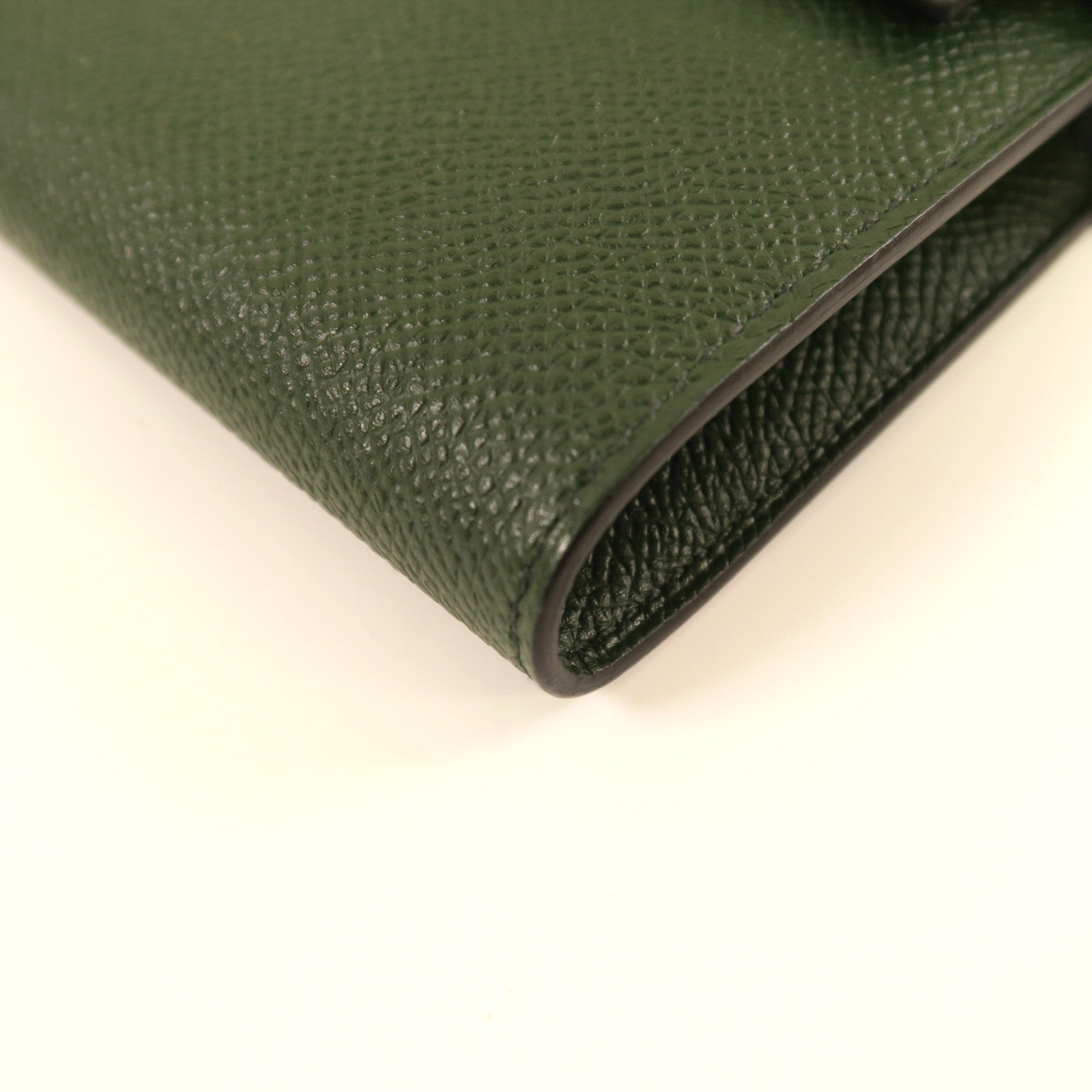 HERMES Epsom皮革Kelly Long Wallet銀扣長錢包英國綠色