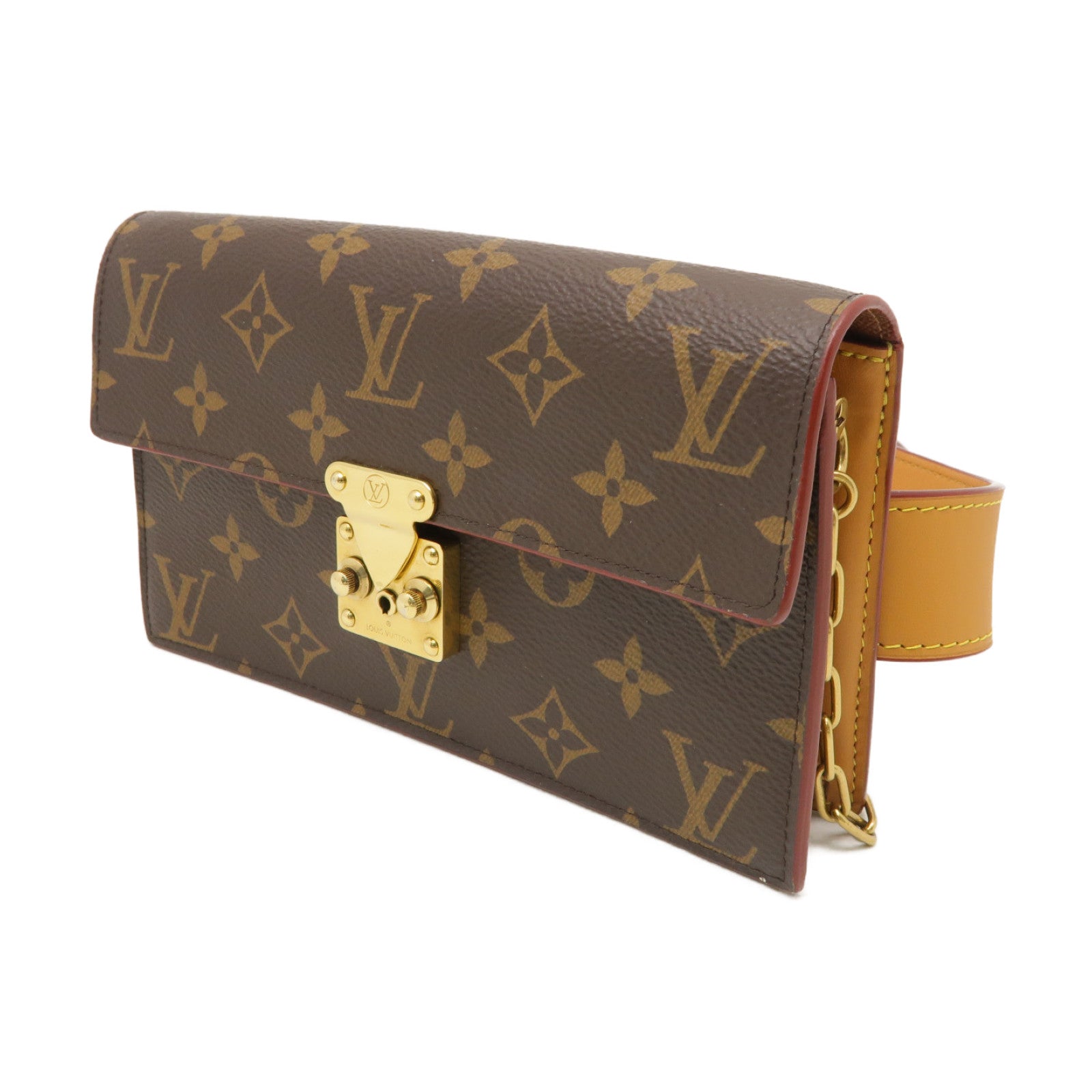 LOUIS VUITTON Monogram S Lock Belt Pouch PM金扣腰包啡色