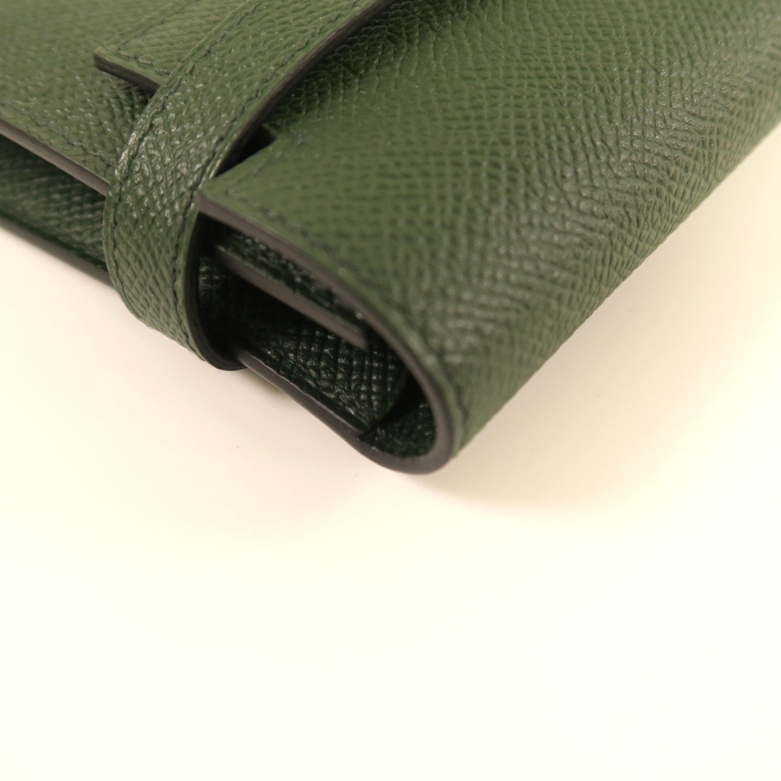HERMES Epsom皮革Kelly Long Wallet銀扣長錢包英國綠色