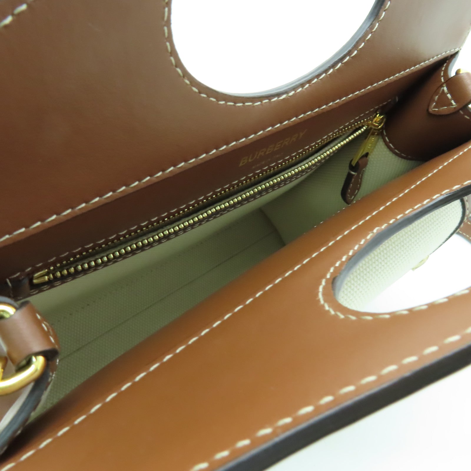 BURBERRY 帆布/皮革Mini Logo Graphic Crossbody Bag金扣手挽肩背兩用袋白色/啡色