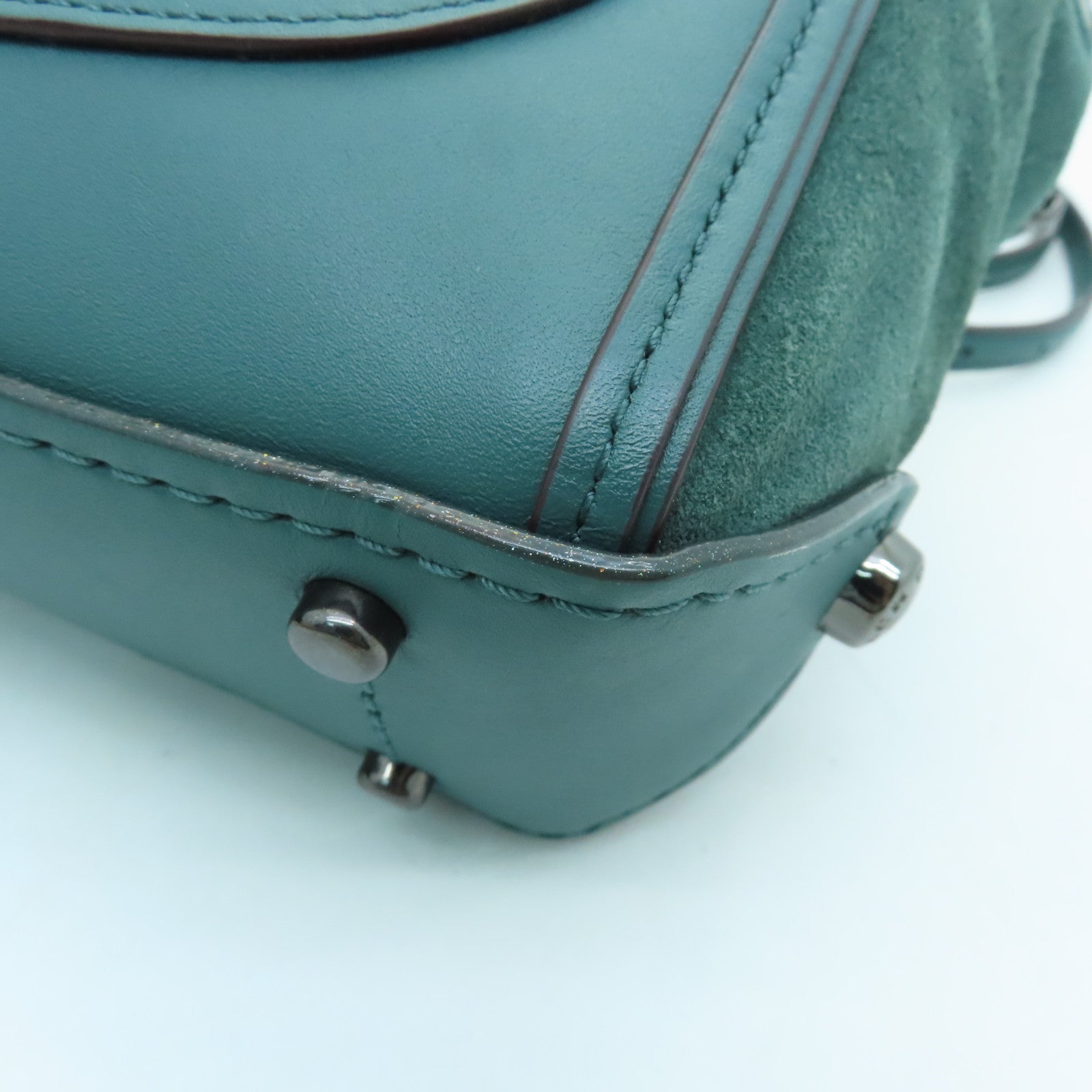 COACH Snakeskin/Cowhide Leather Shoulder Bag Green