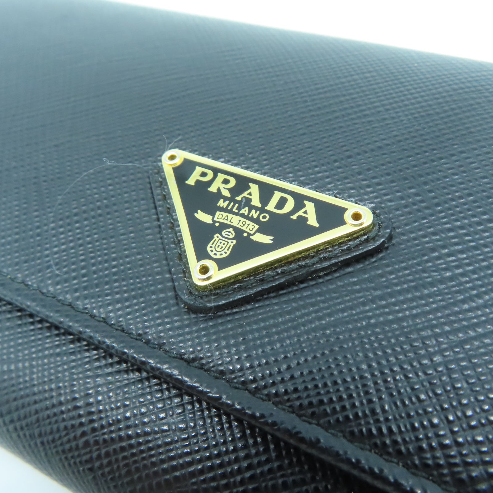 PRADA 牛皮皮革Long wallet金扣長錢包黑色