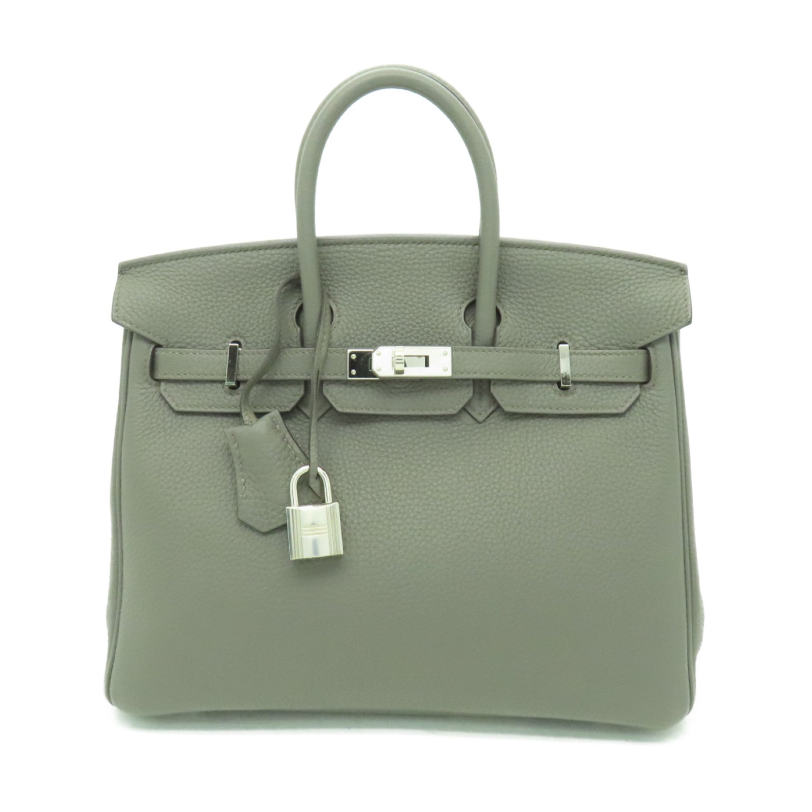 HERMES Togo皮革Birkin 25銀扣手挽袋Etain灰色