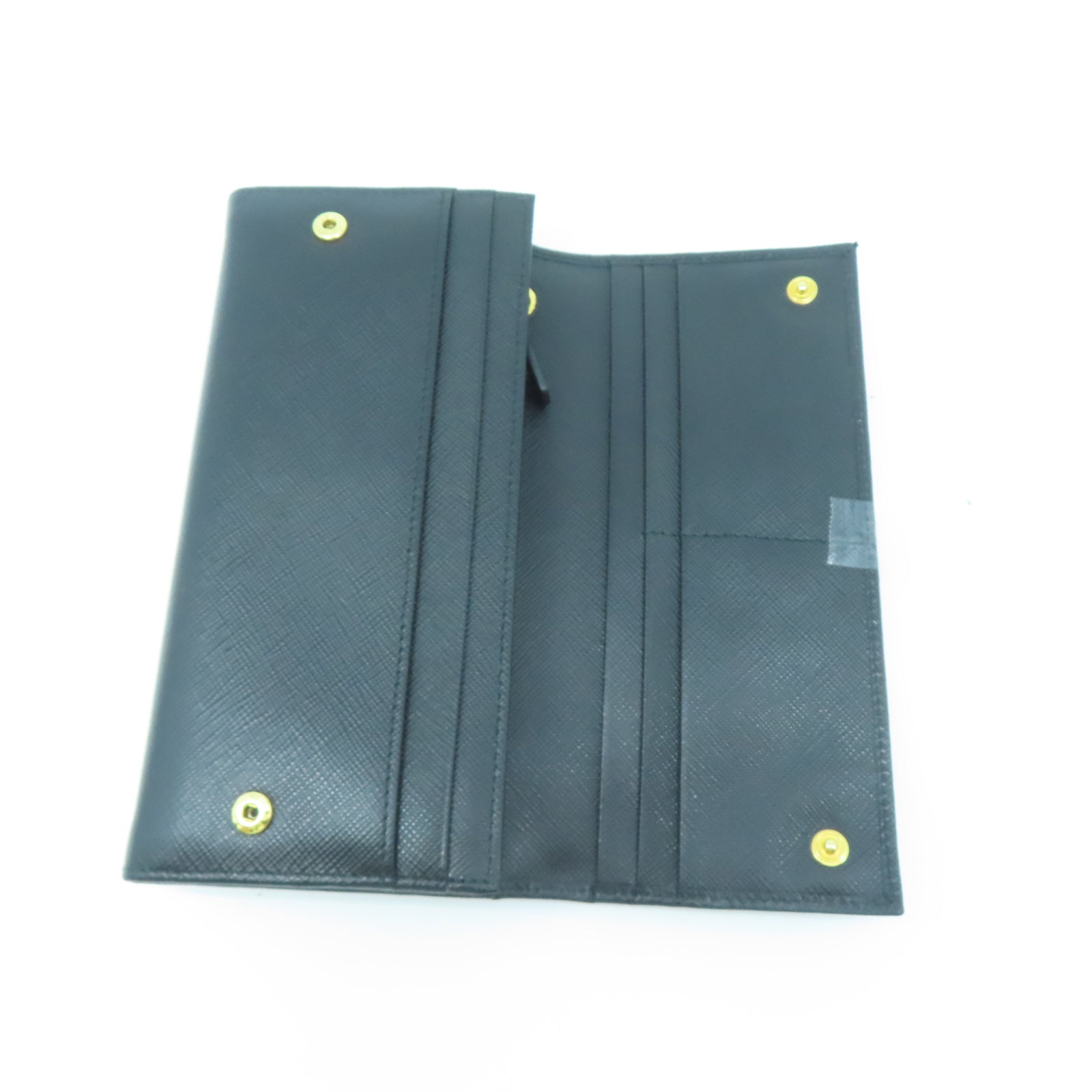 PRADA 牛皮皮革Long wallet金扣長錢包黑色