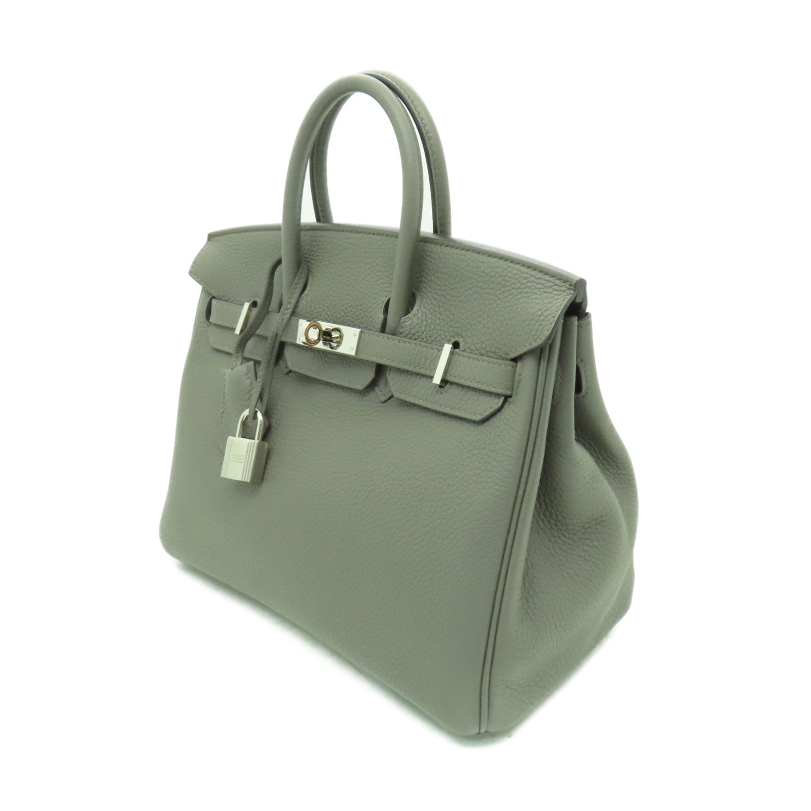 HERMES Togo皮革Birkin 25銀扣手挽袋Etain灰色