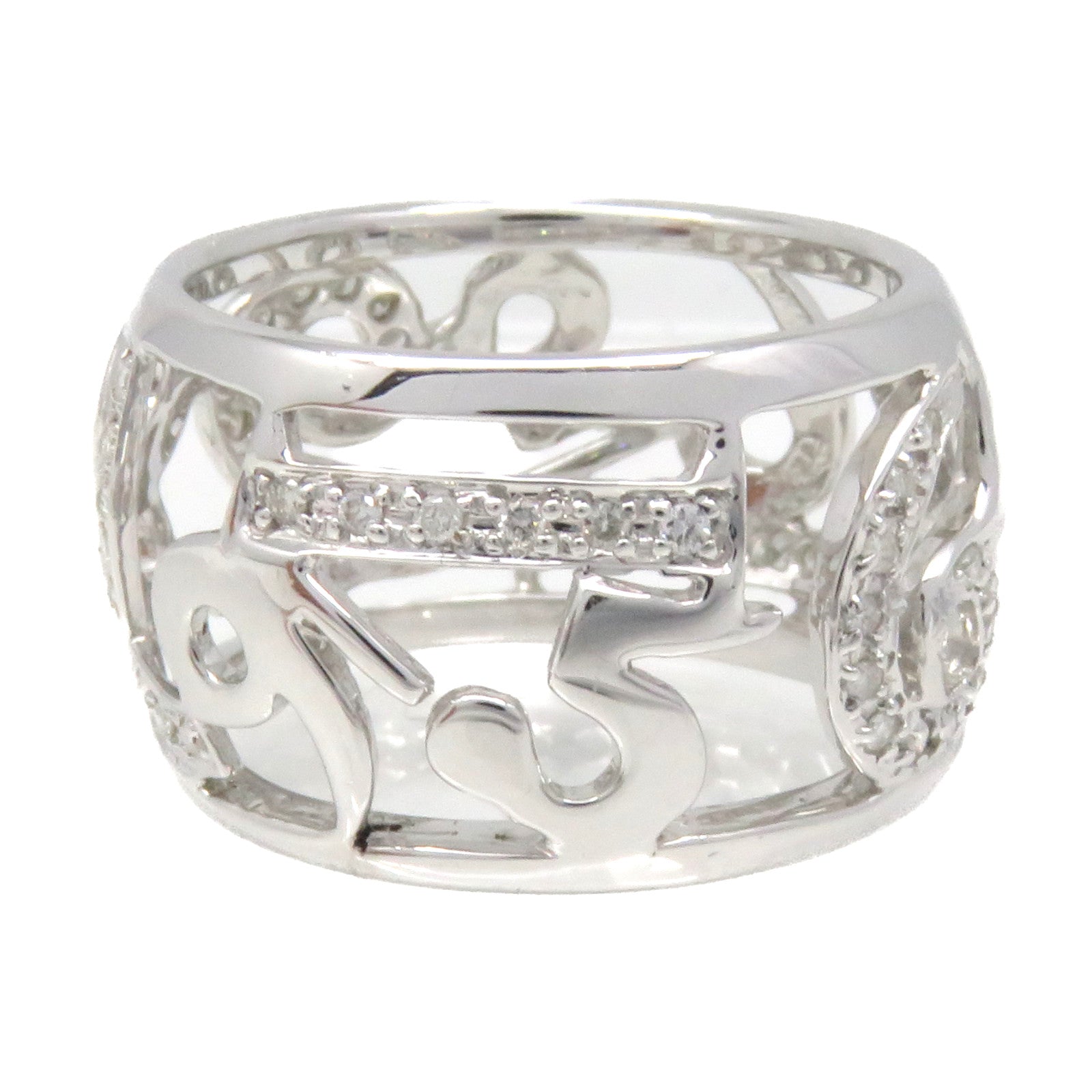 FRANCK MULLER 18K White Gold/Diamond Crazy Hours Diamond Ring Ring US#7