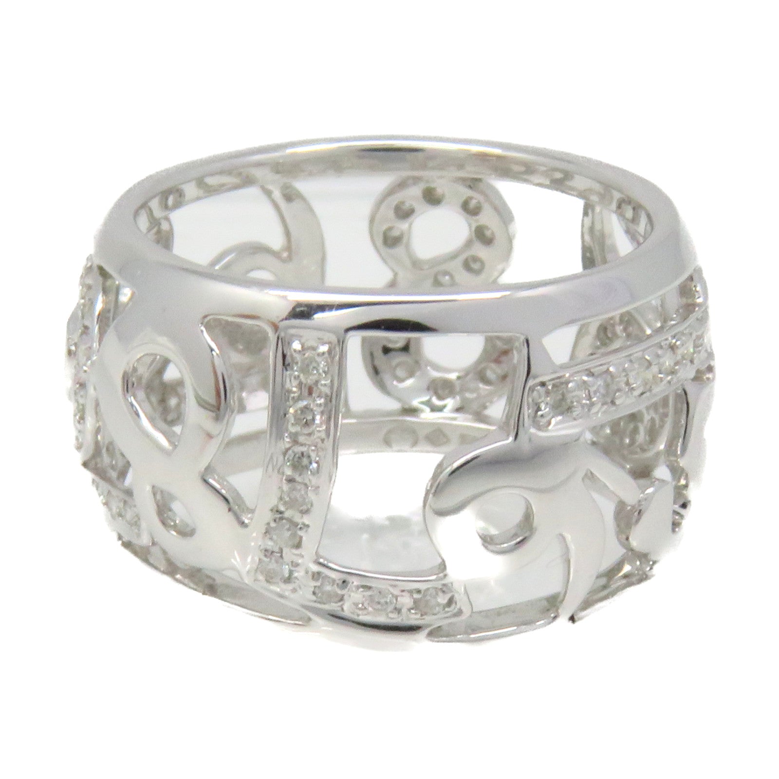FRANCK MULLER 18K White Gold/Diamond Crazy Hours Diamond Ring Ring US#7