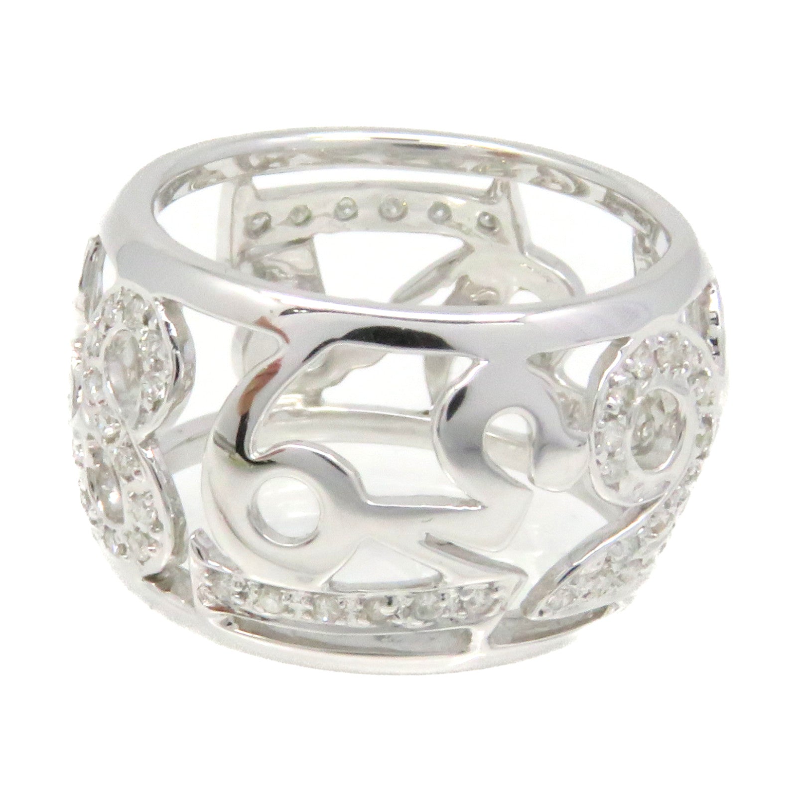 FRANCK MULLER 18K White Gold/Diamond Crazy Hours Diamond Ring Ring US#7