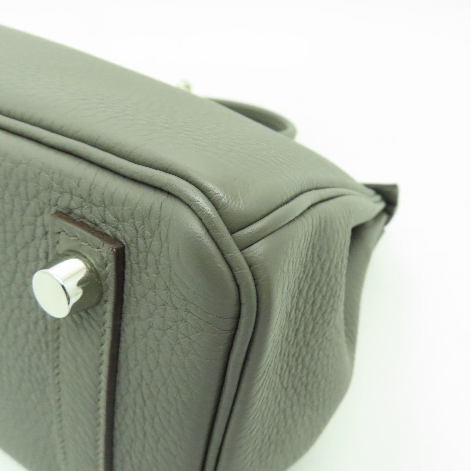 HERMES Togo皮革Birkin 25銀扣手挽袋Etain灰色