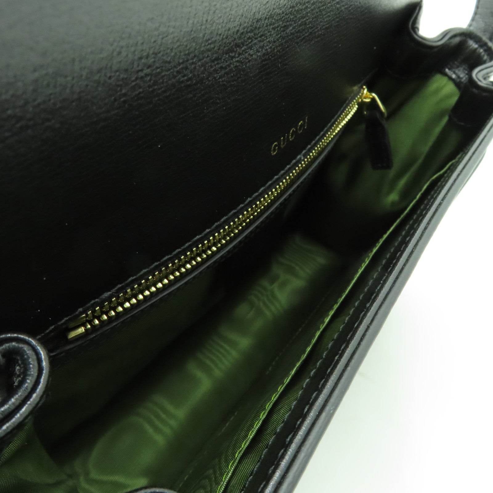 GUCCI 【激減優惠】牛皮皮革Shoulder Bag金扣肩背袋黒色