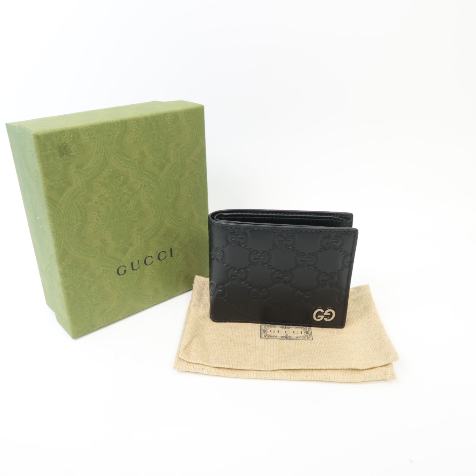GUCCI 牛皮皮革Wallet銀扣錢包黒色