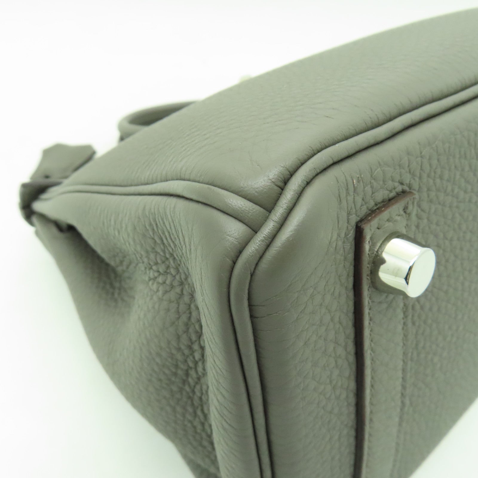 HERMES Togo皮革Birkin 25銀扣手挽袋Etain灰色
