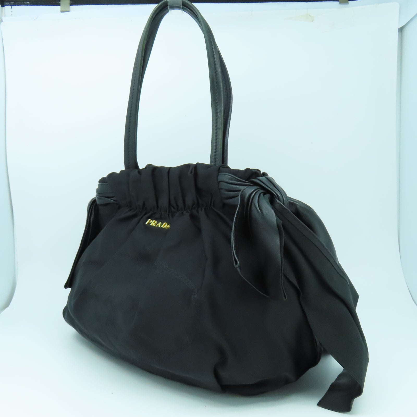 PRADA 尼龍2 Way Shoulder金扣肩背袋黑色