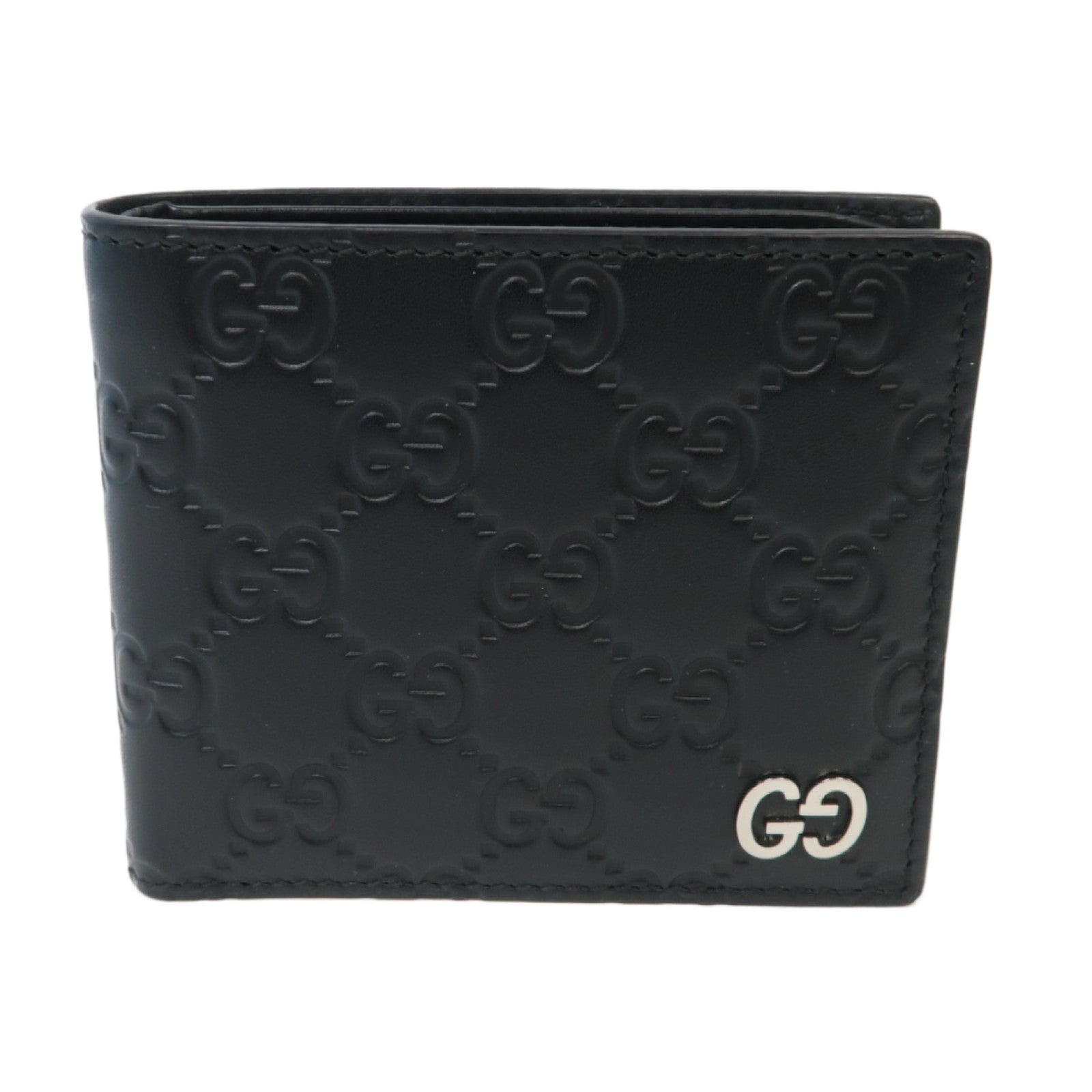 GUCCI 牛皮皮革Wallet銀扣錢包黒色