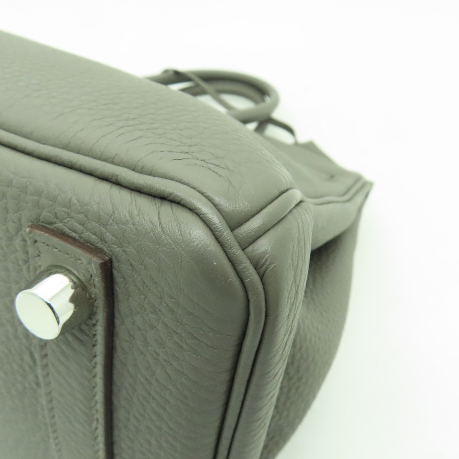 HERMES Togo皮革Birkin 25銀扣手挽袋Etain灰色