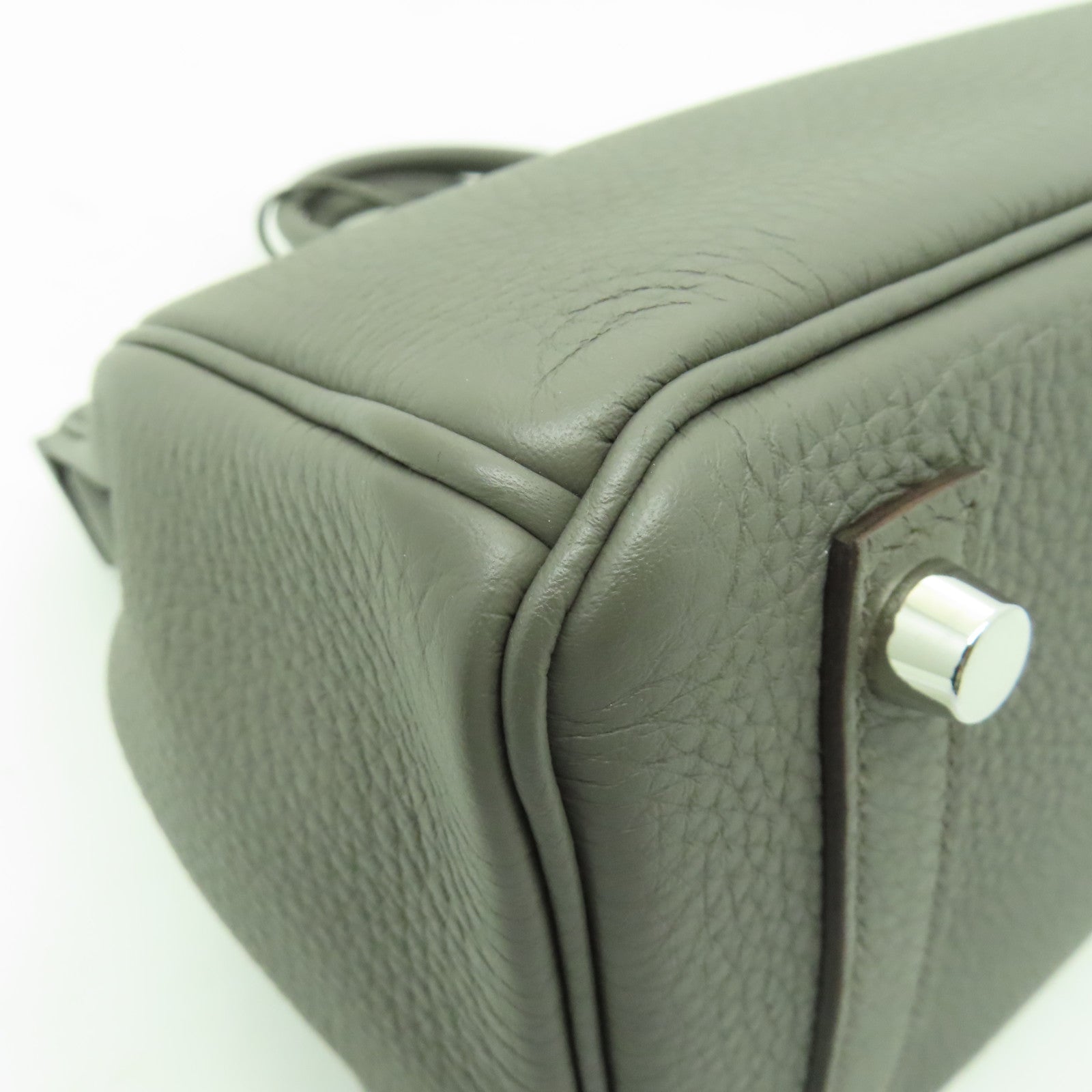 HERMES Togo皮革Birkin 25銀扣手挽袋Etain灰色