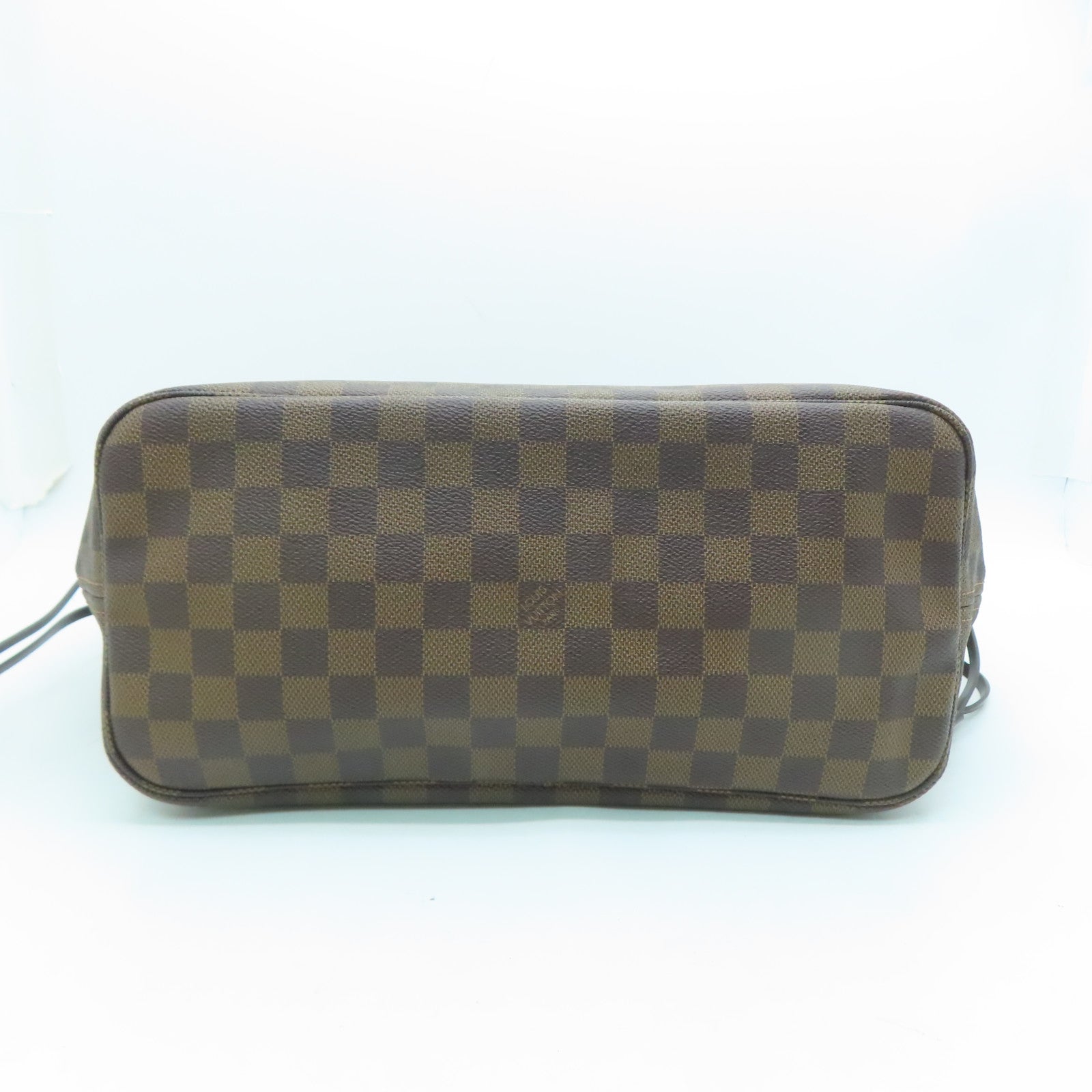 LOUIS VUITTON Damier Neverfull MM gold buckle handle bag brown
