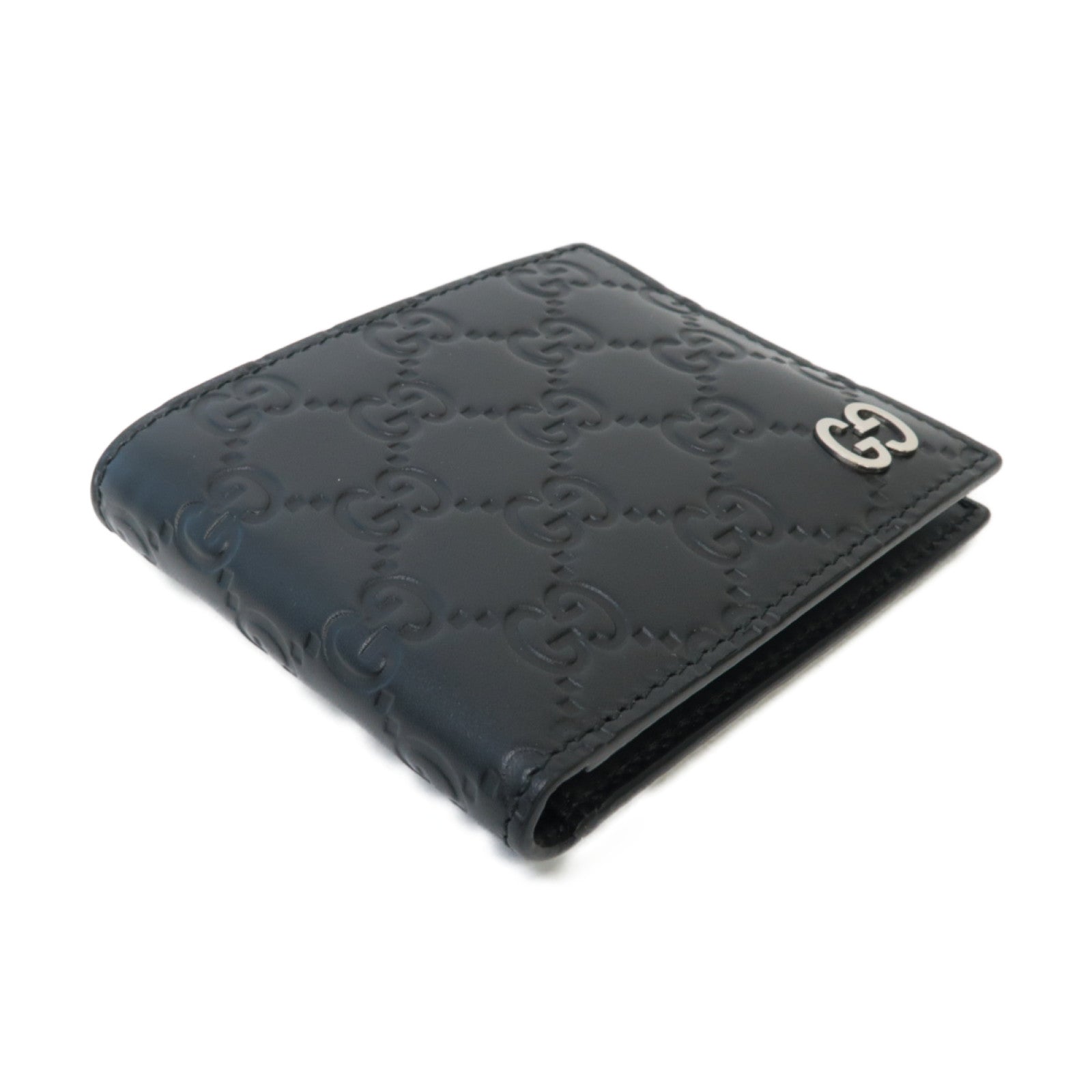 GUCCI 牛皮皮革Wallet銀扣錢包黒色
