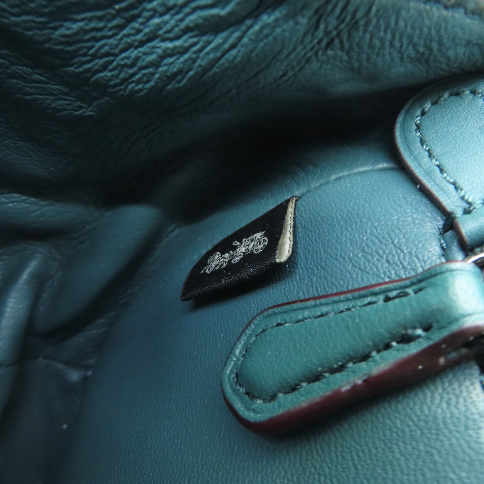 COACH Snakeskin/Cowhide Leather Shoulder Bag Green