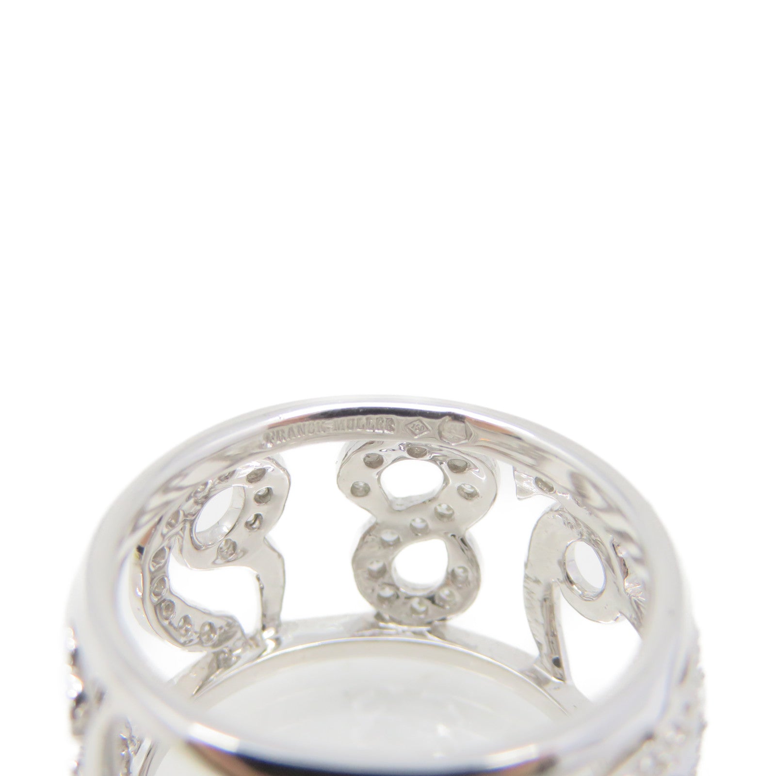 FRANCK MULLER 18K White Gold/Diamond Crazy Hours Diamond Ring Ring US#7