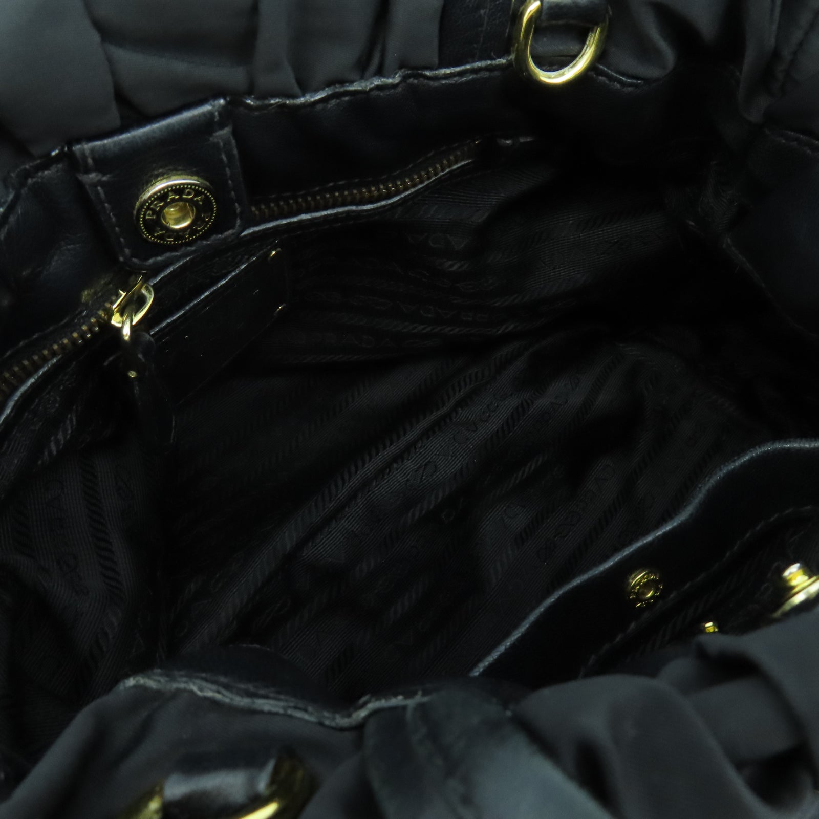PRADA 尼龍2 Way Shoulder金扣肩背袋黑色