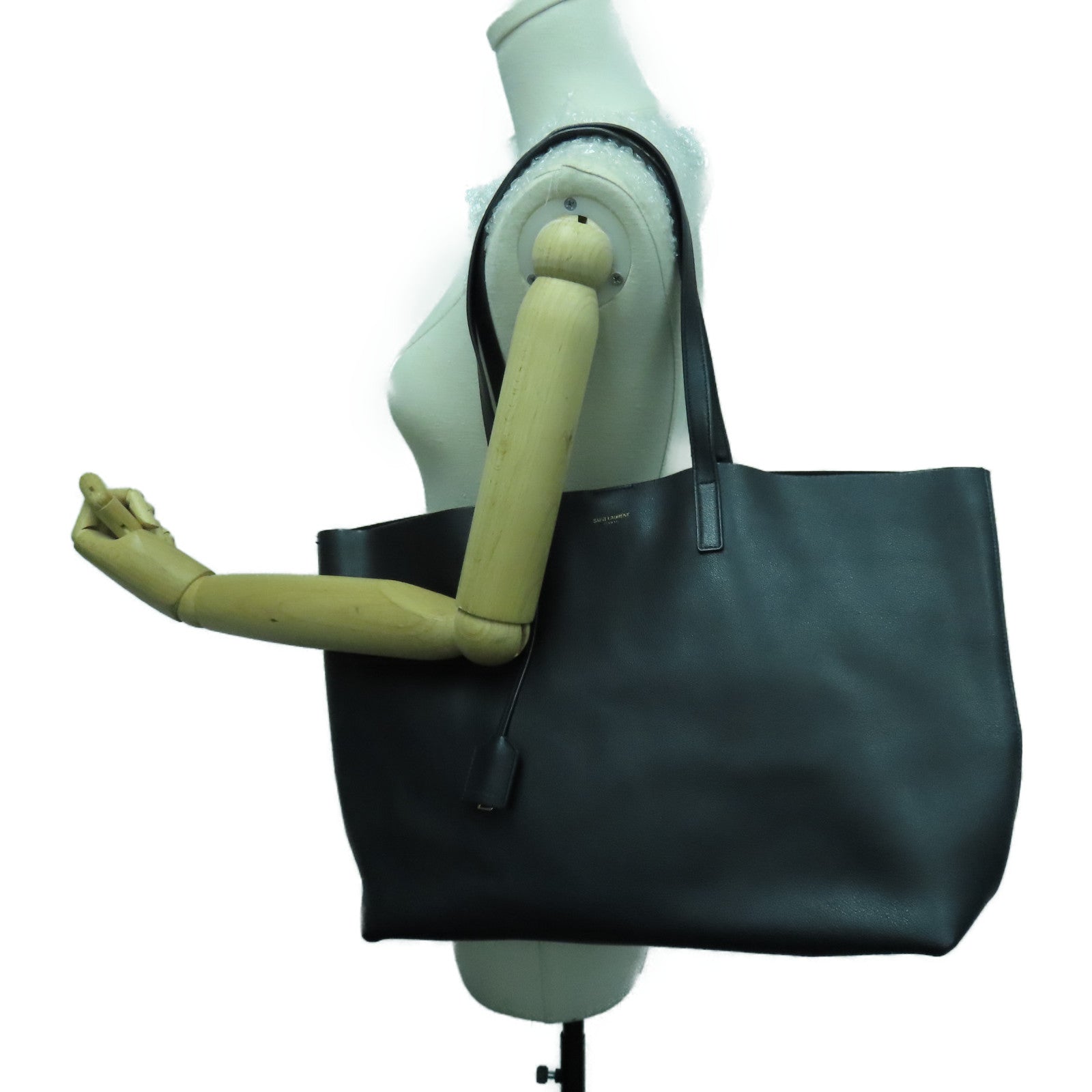 SAINT LAURENT 牛皮皮革Tote Bag金扣手挽袋/肩背袋黑色
