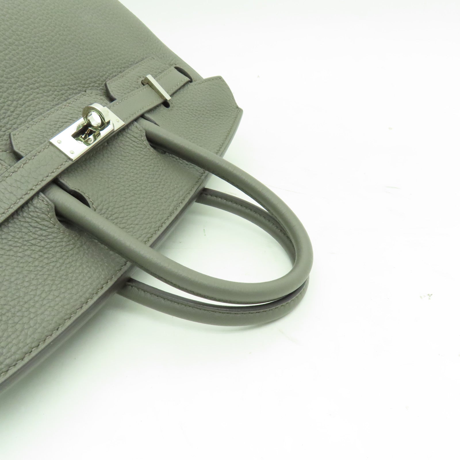 HERMES Togo皮革Birkin 25銀扣手挽袋Etain灰色