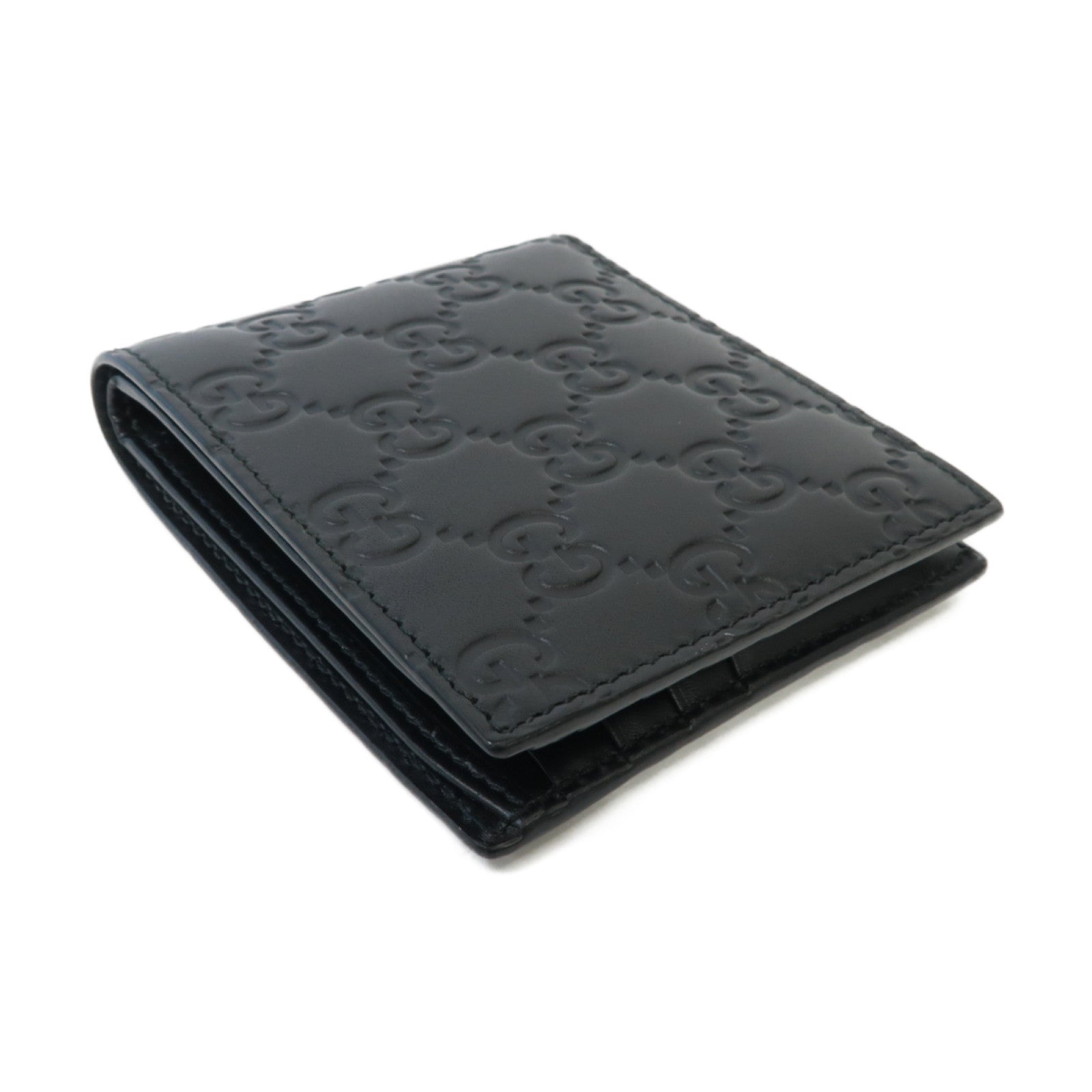 GUCCI 牛皮皮革Wallet銀扣錢包黒色