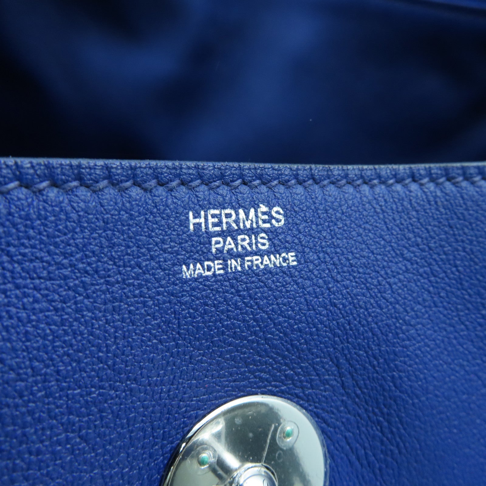 HERMES 【激減優惠】Evercolor皮革Lindy 34銀扣手挽肩背兩用袋Bleu Electrique藍色