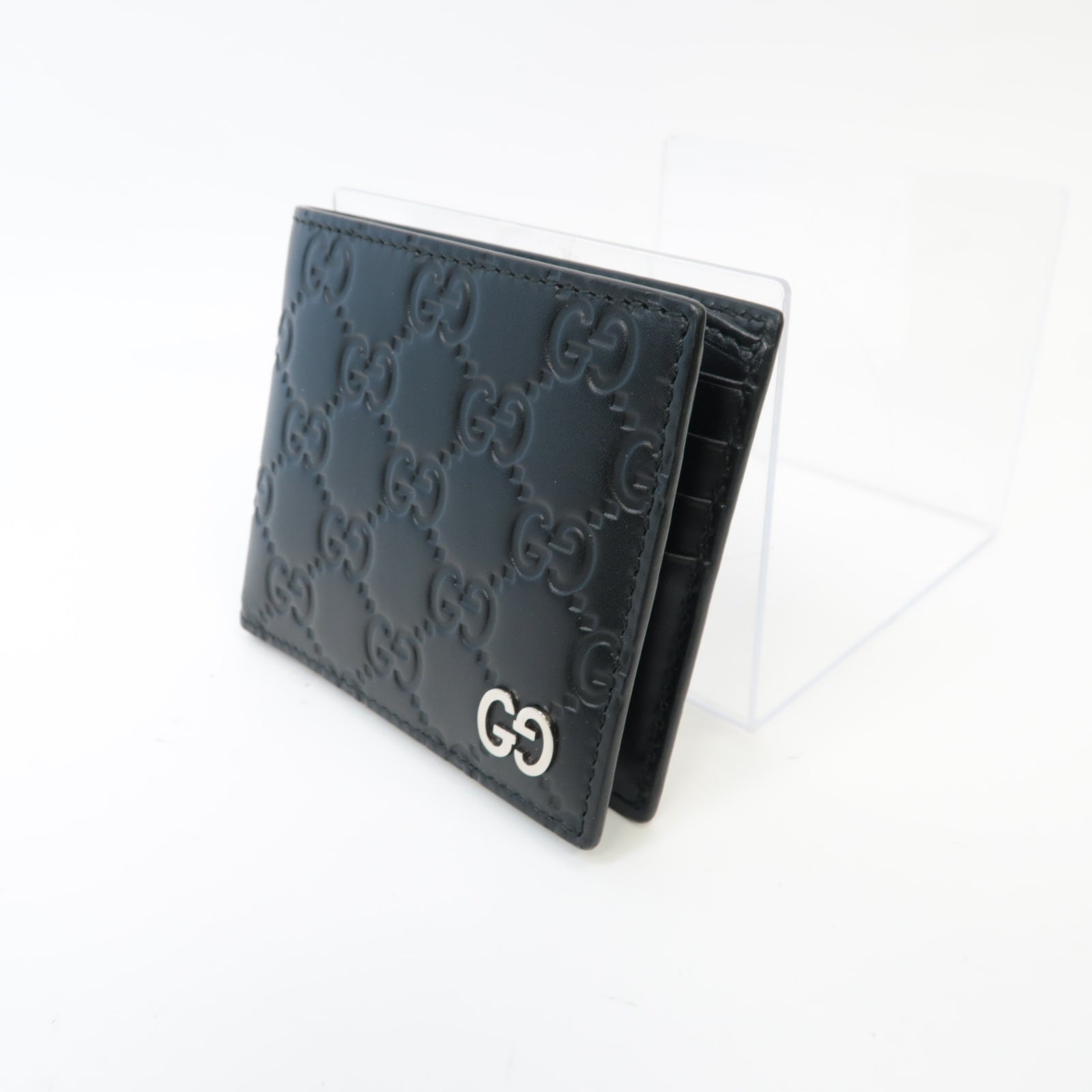 GUCCI 牛皮皮革Wallet銀扣錢包黒色