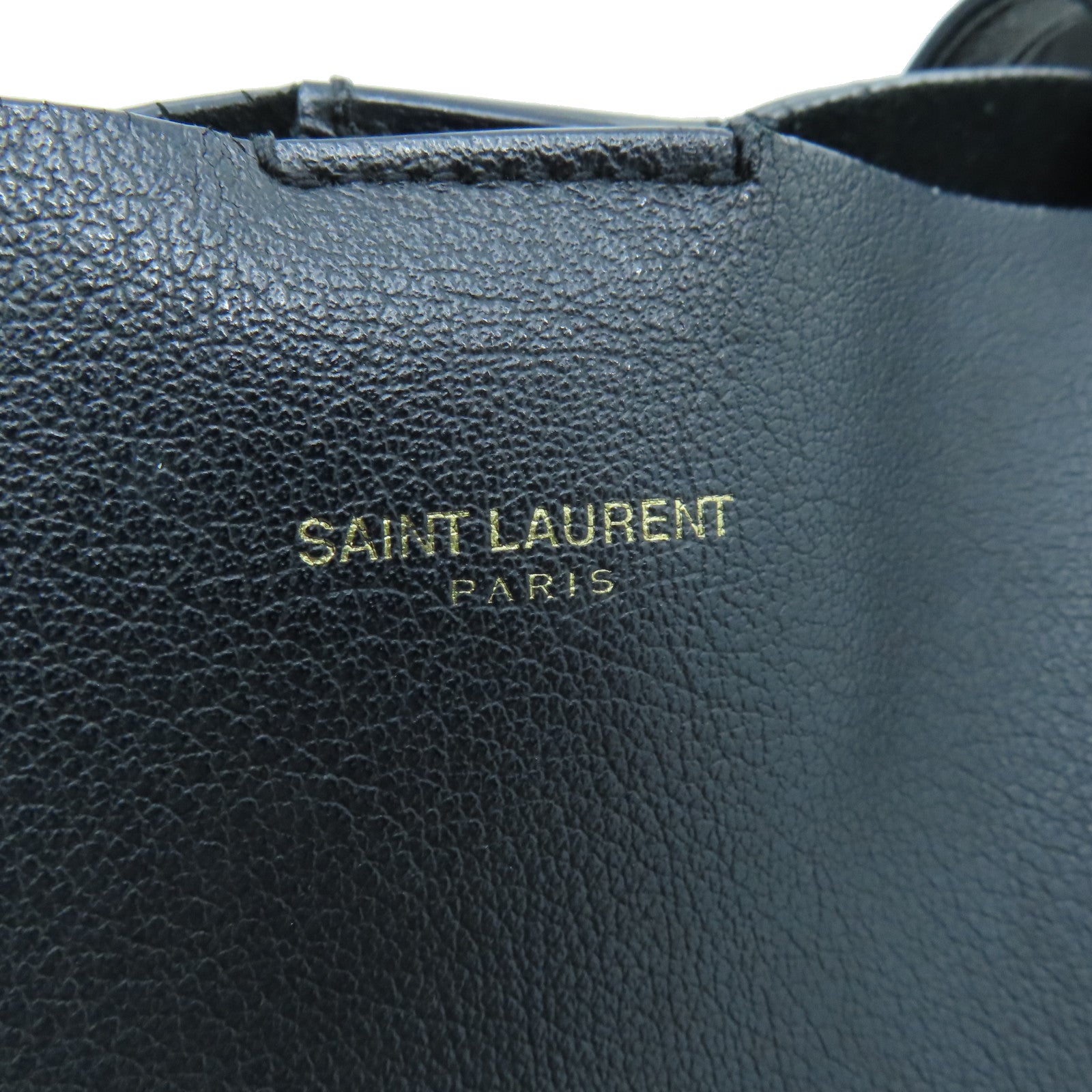 SAINT LAURENT 牛皮皮革Tote Bag金扣手挽袋/肩背袋黑色