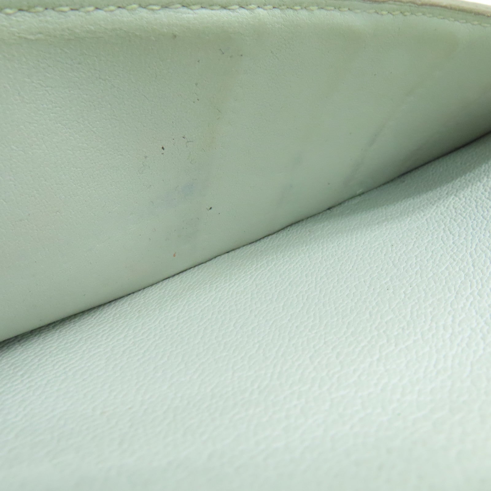 HERMES Chevre皮革H Dot Evelyne Wallet长钱包Lime黄色