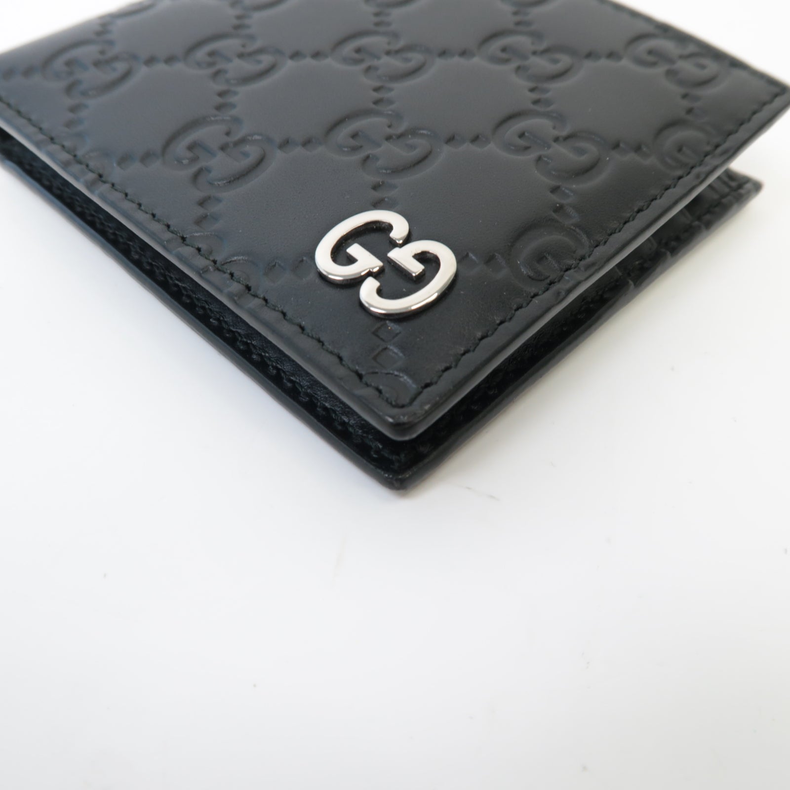 GUCCI 牛皮皮革Wallet銀扣錢包黒色