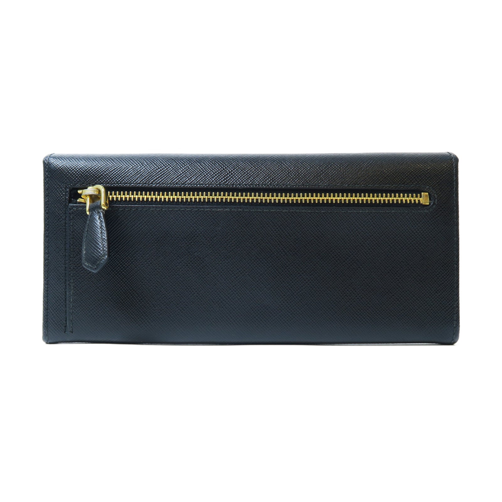 PRADA Saffiano皮革Long wallet金扣長錢包黑色
