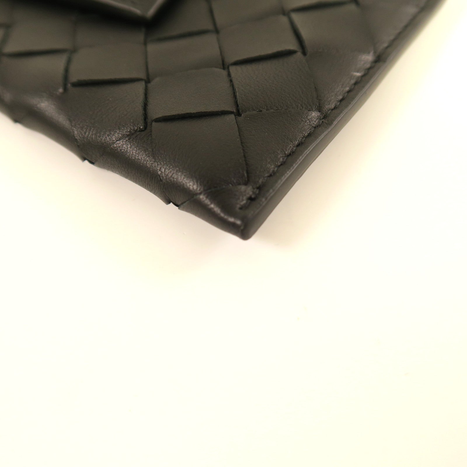 BOTTEGA VENETA 織紋牛皮皮革Pouch With Card Case銀扣手拿包黑色