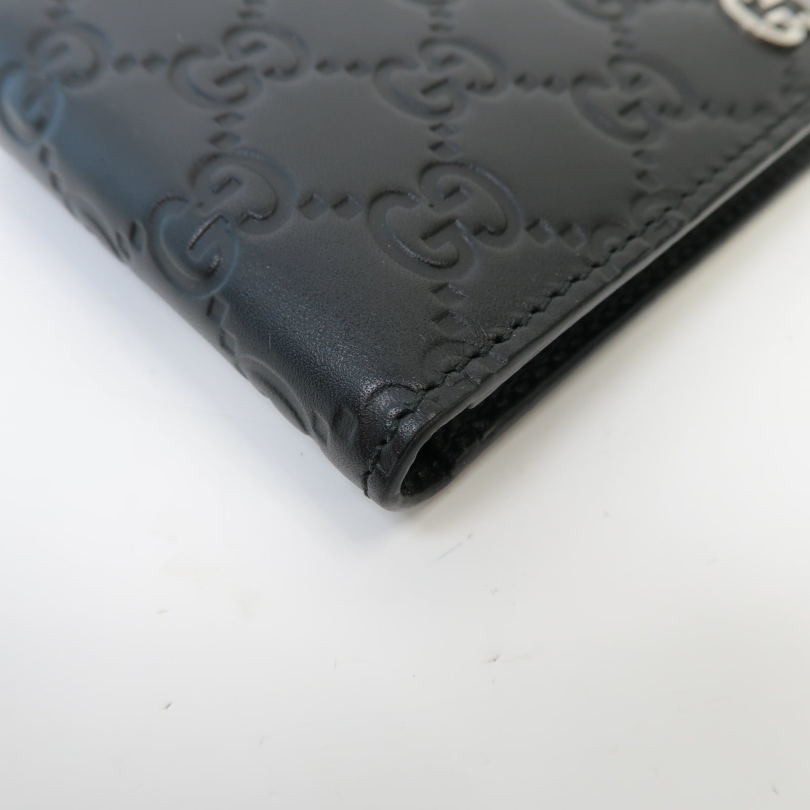 GUCCI 牛皮皮革Wallet銀扣錢包黒色