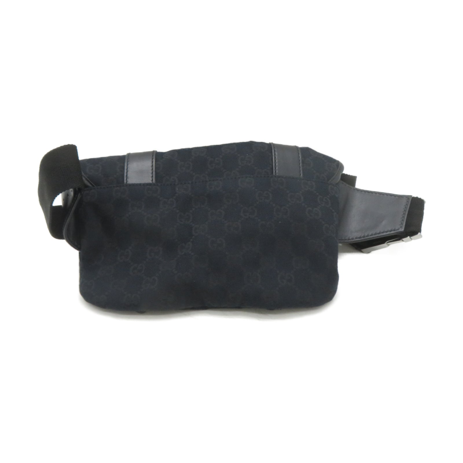 GUCCI 帆布Waist Bag銀扣腰包黑色