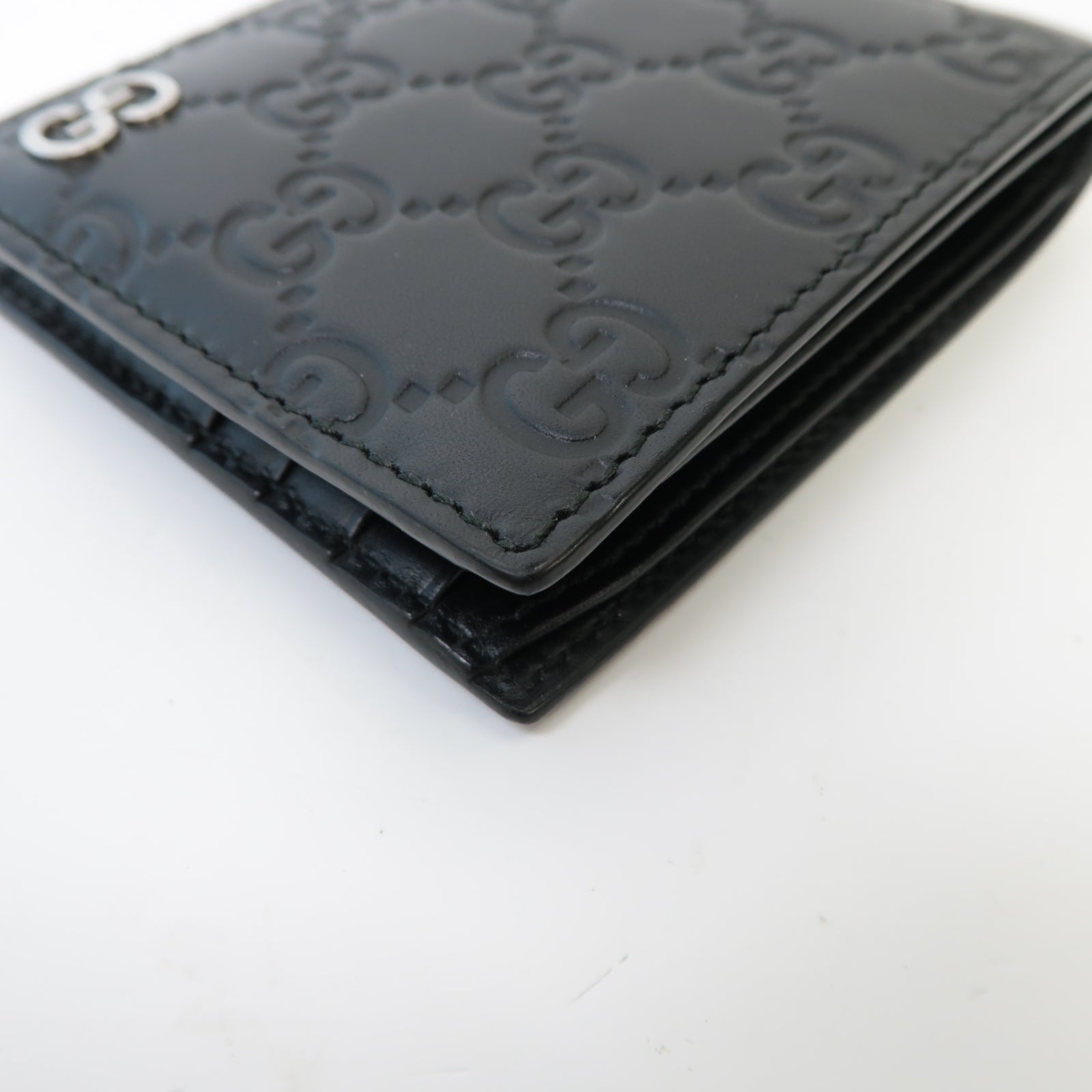 GUCCI 牛皮皮革Wallet銀扣錢包黒色